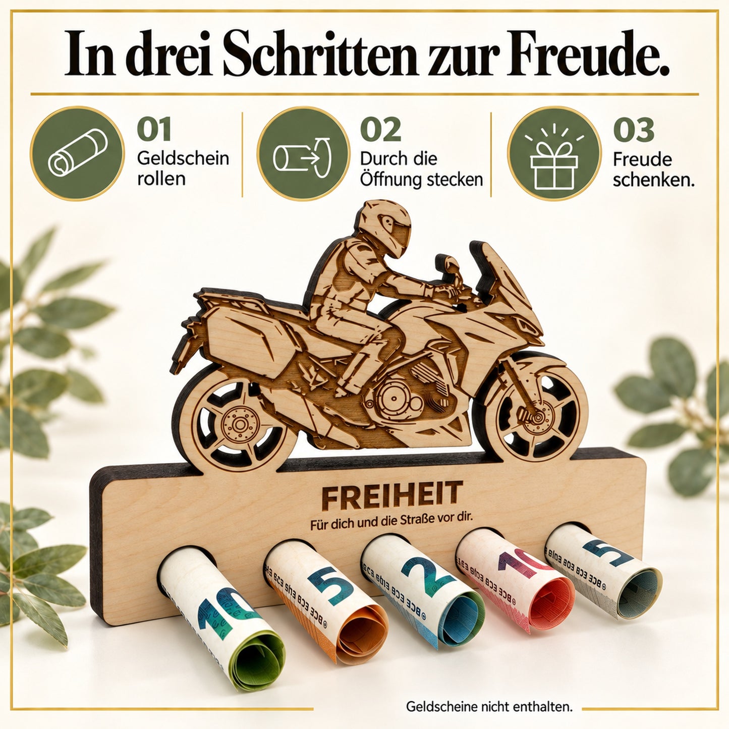 Freiheit – Geldgeschenk aus Zirbenholz