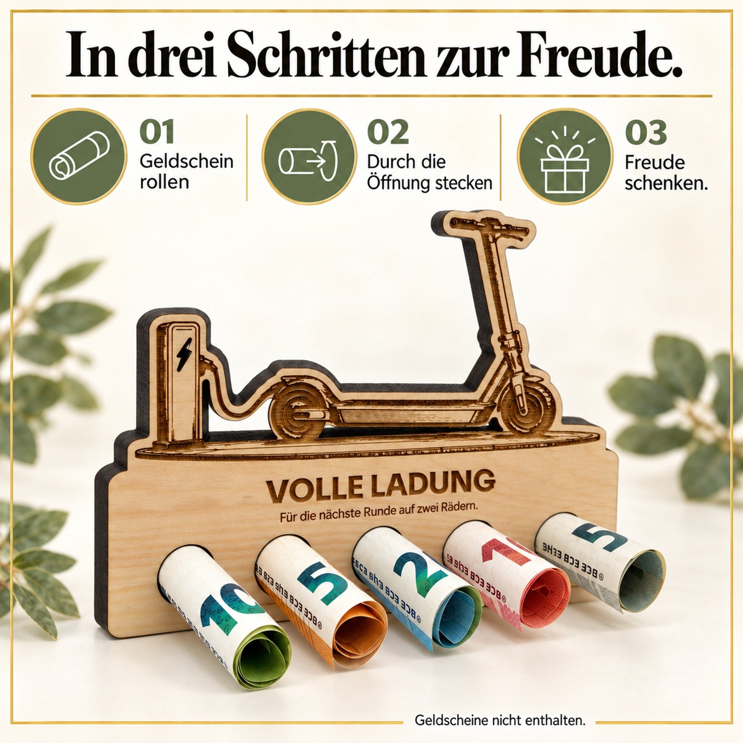 Volle Ladung – Geldgeschenk aus Zirbenholz