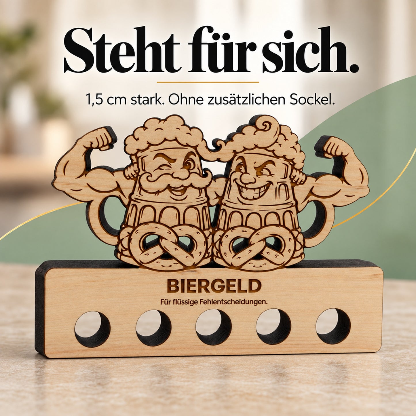 Biergeld – Geldgeschenk aus Zirbenholz