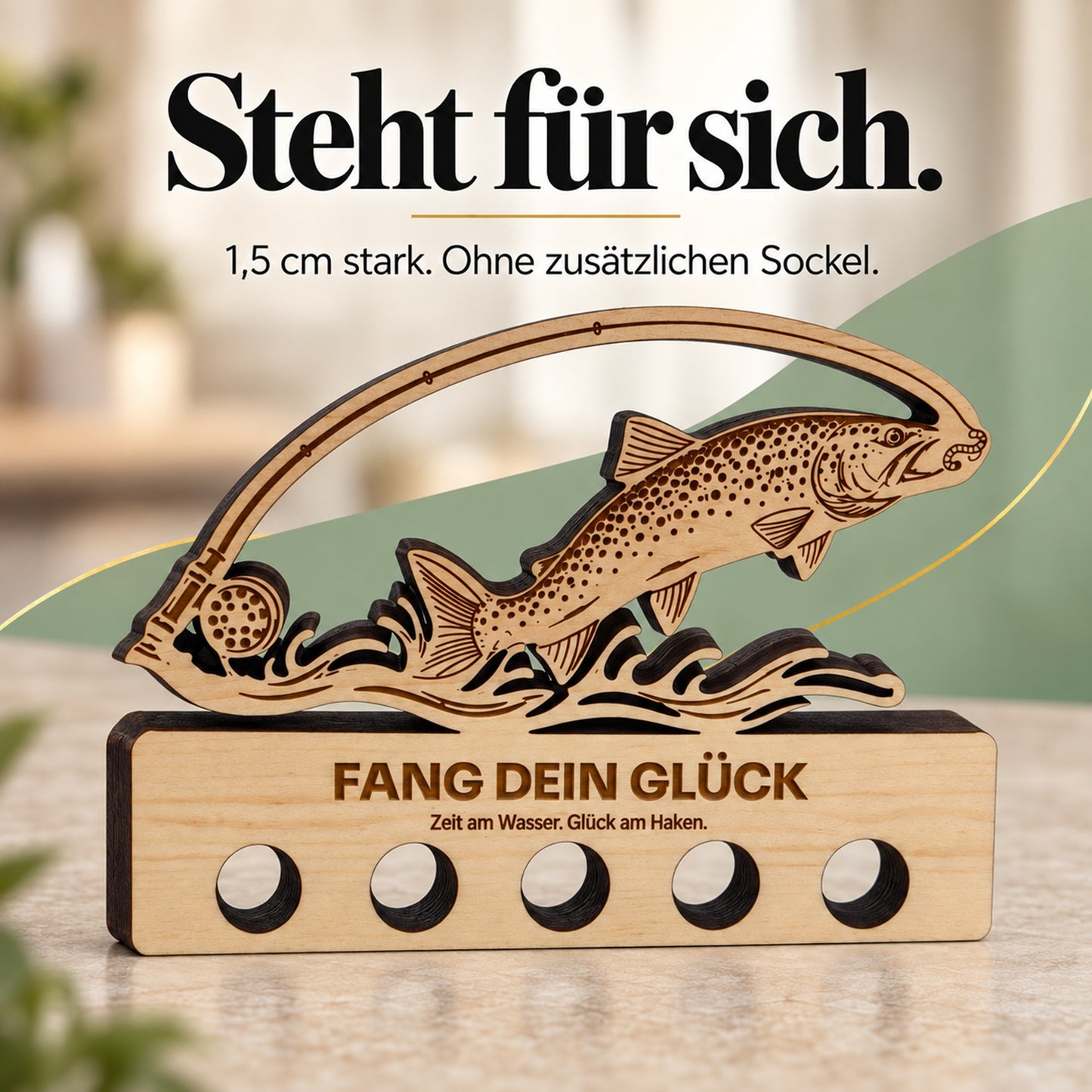 Fang dein Glück – Geldgeschenk aus Zirbenholz