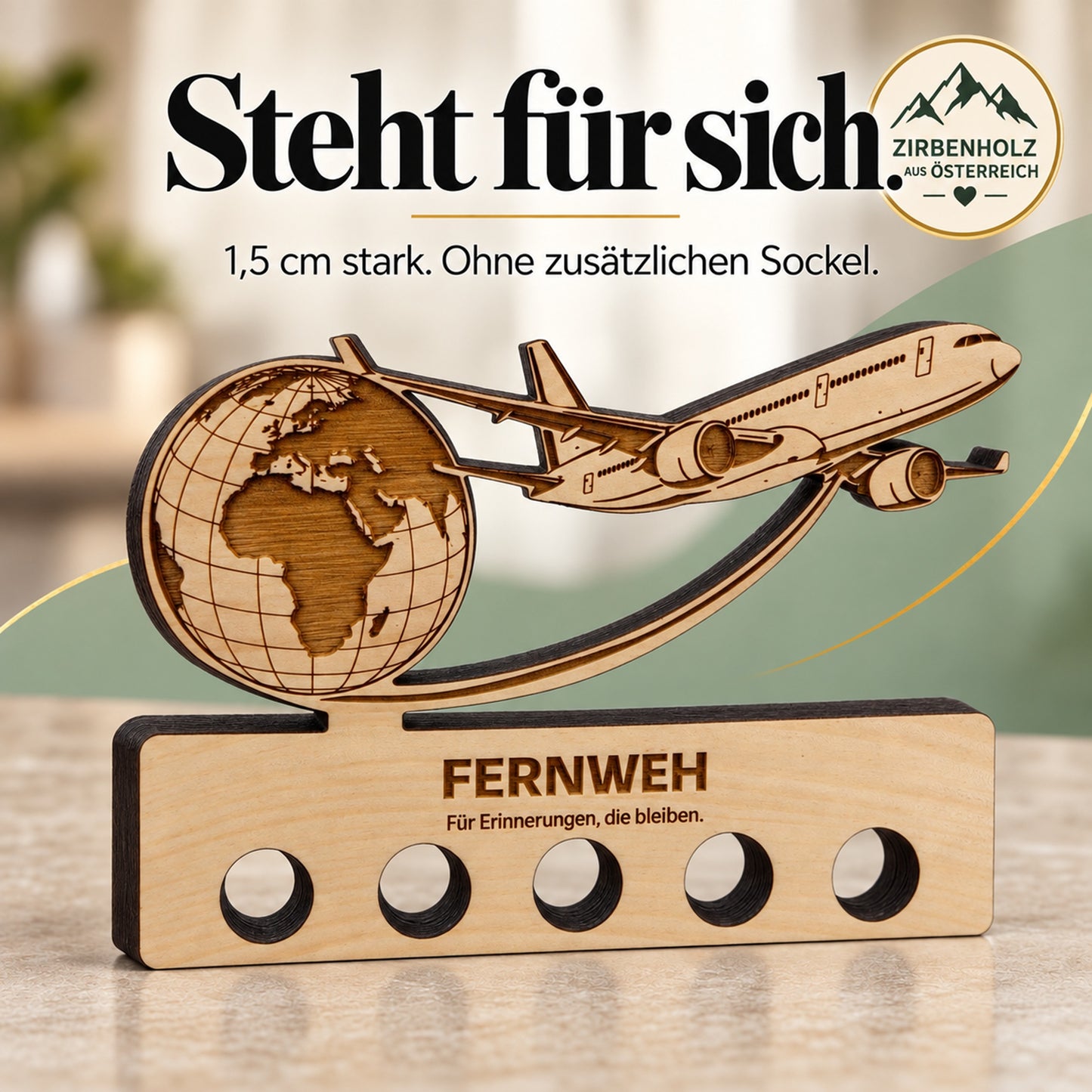 Fernweh – Geldgeschenk aus Zirbenholz