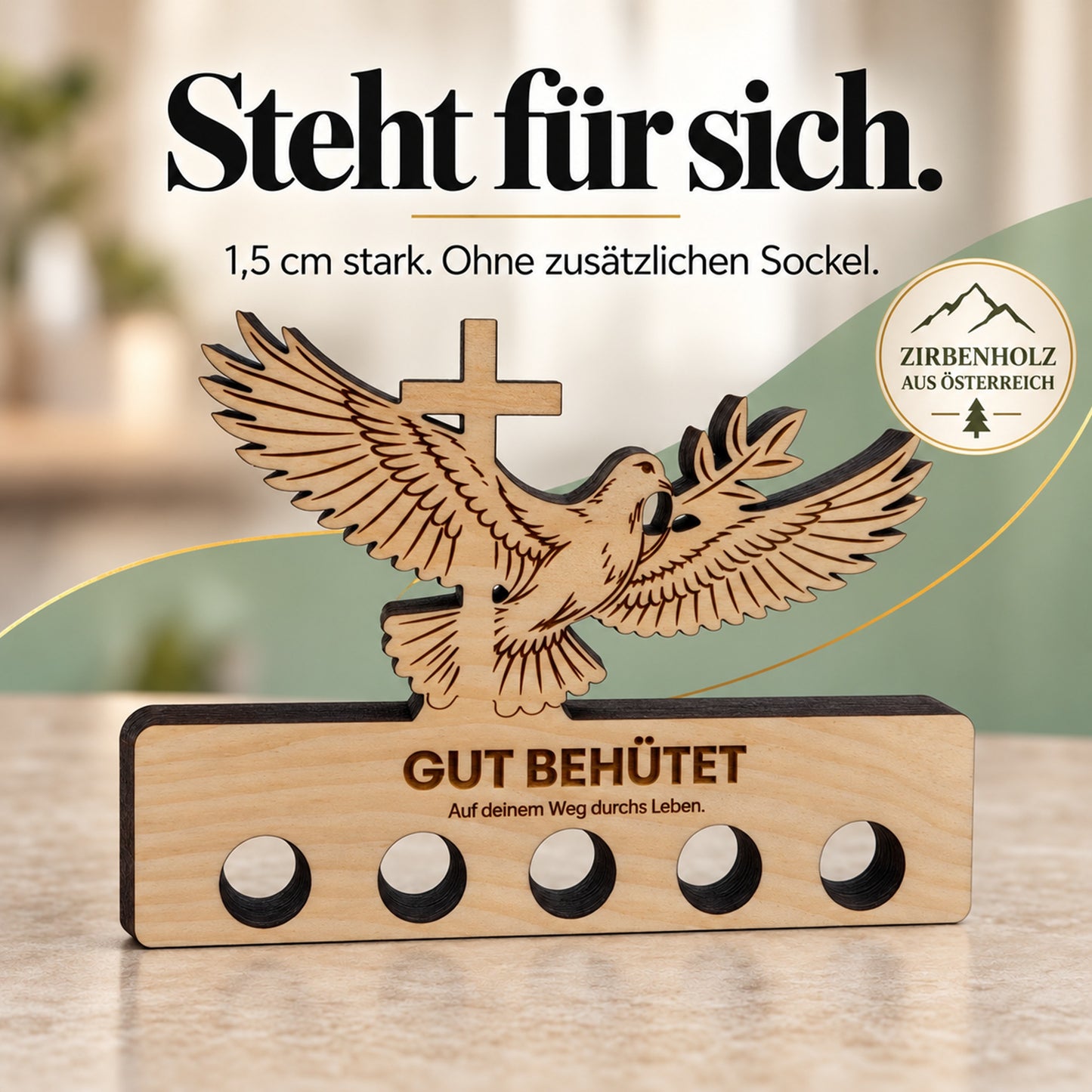 Gut behütet – Geldgeschenk aus Zirbenholz