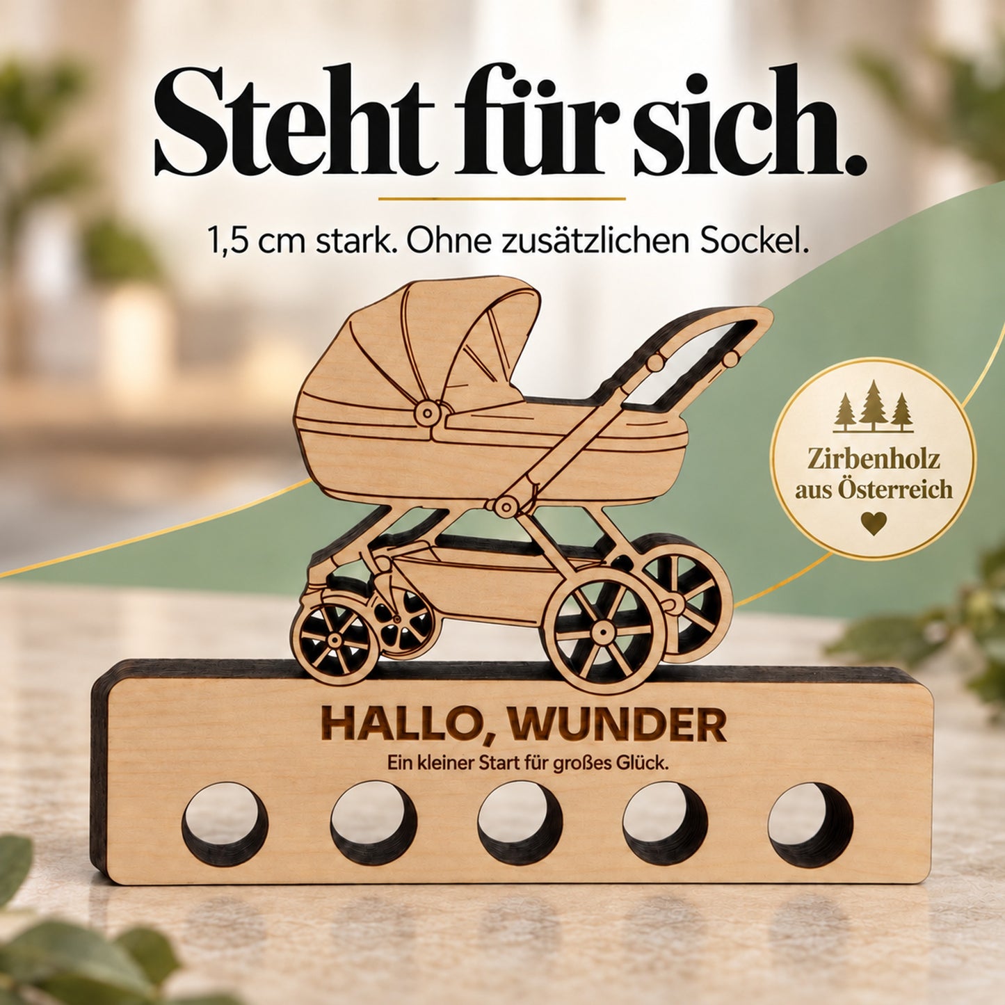Hallo Wunder – Geldgeschenk aus Zirbenholz