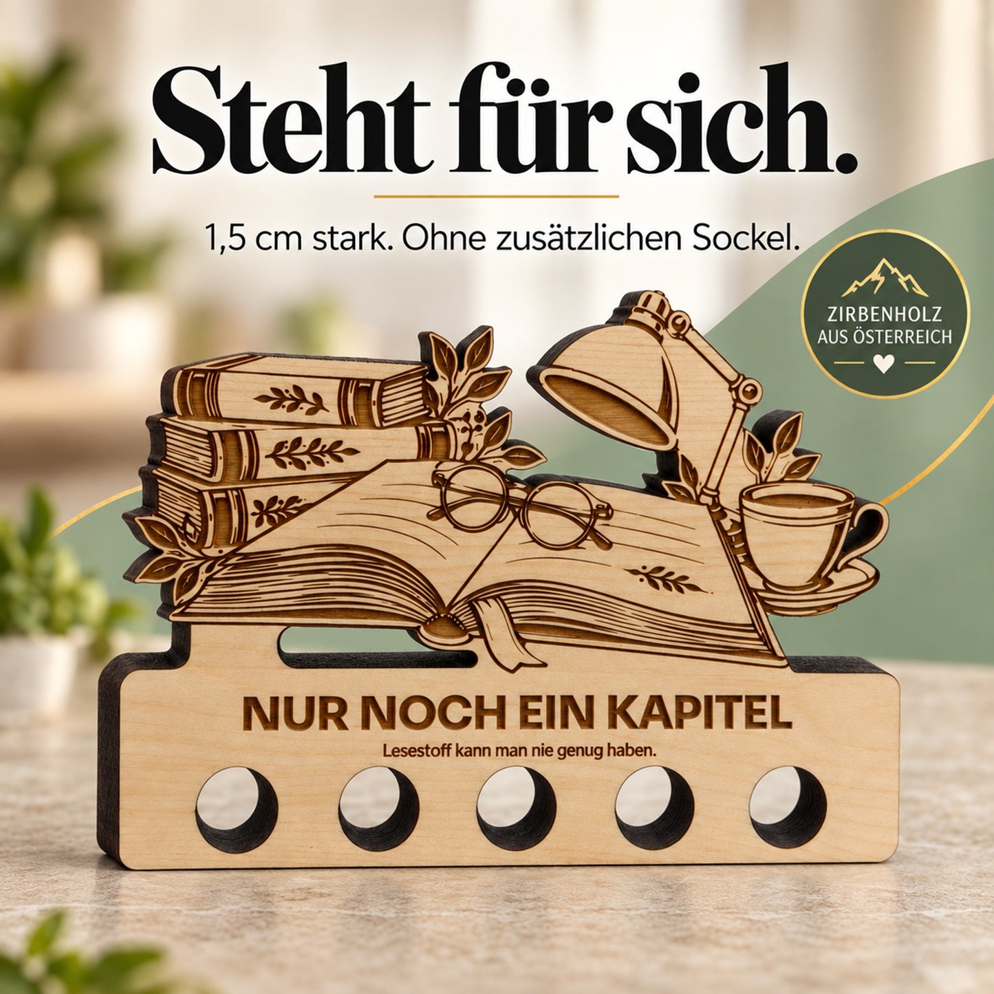 Nur noch ein Kapitel – Geldgeschenk aus Zirbenholz