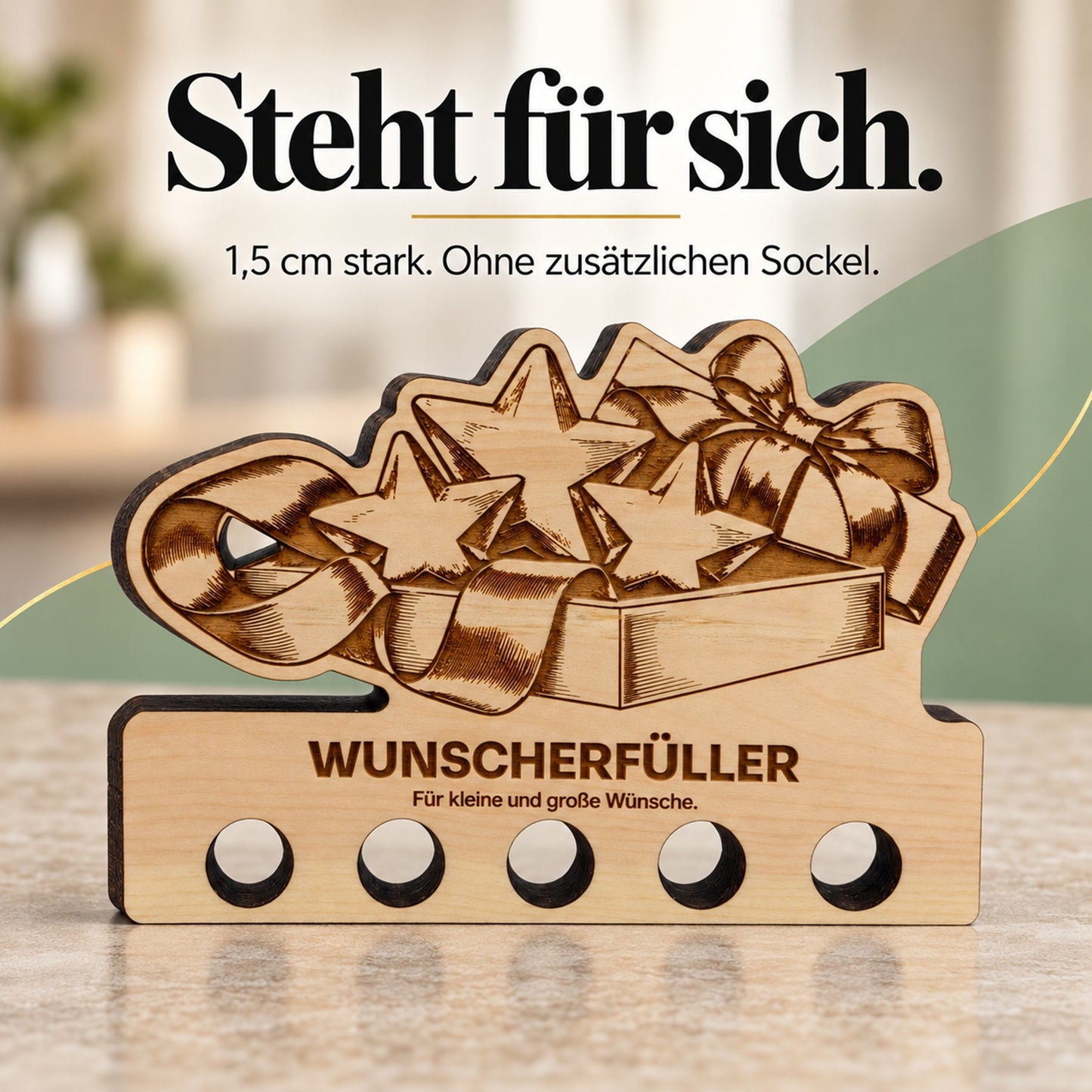 Wunscherfüller – Geldgeschenk aus Zirbenholz
