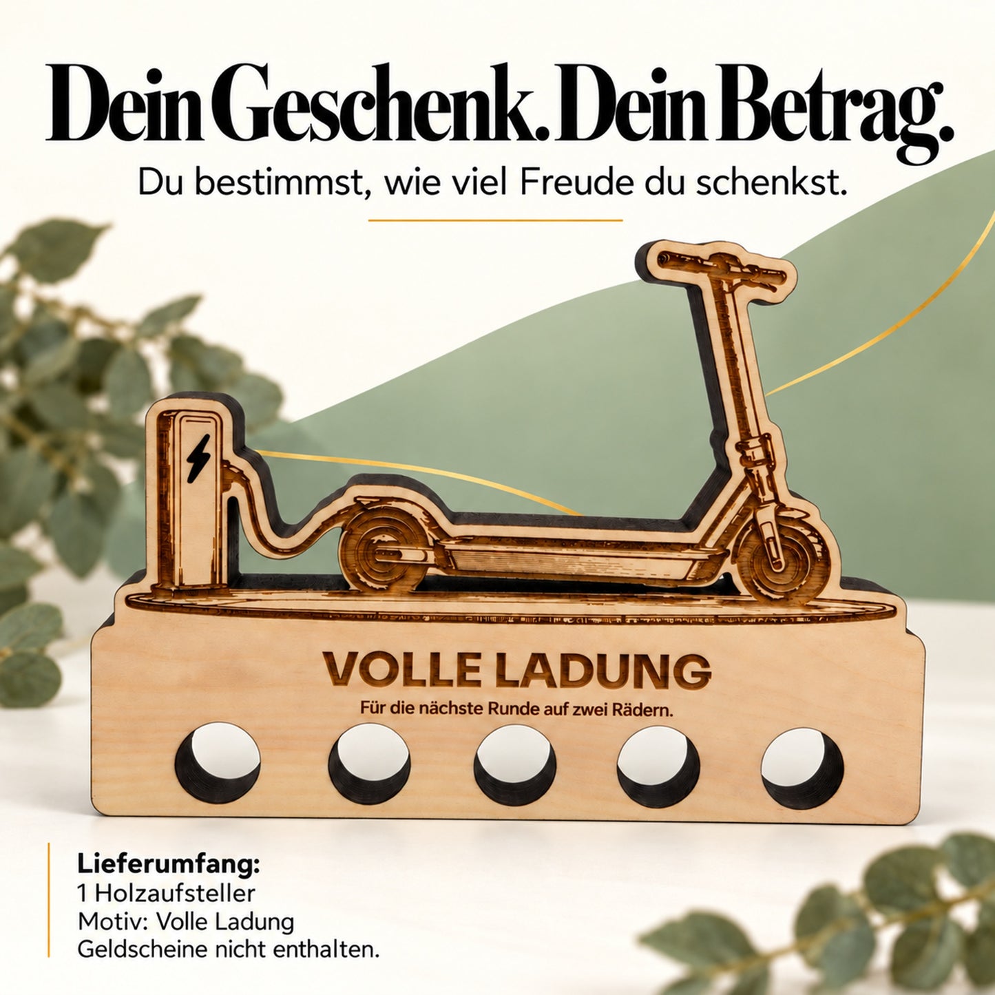Volle Ladung – Geldgeschenk aus Zirbenholz