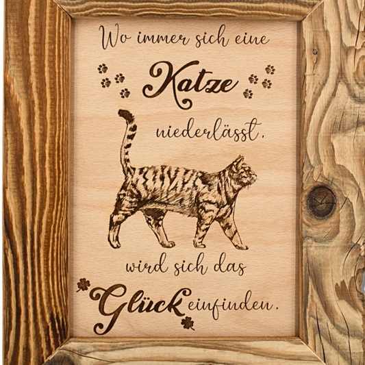 Altholz Wandbild Wo immer sich eine Katze