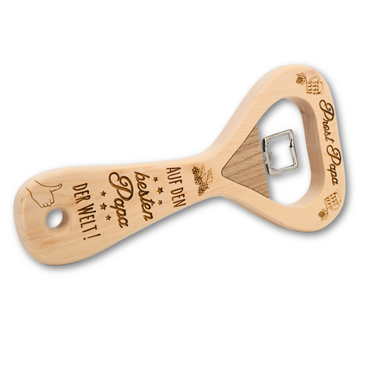 Flaschenöffner XXL aus Zirbe Papa