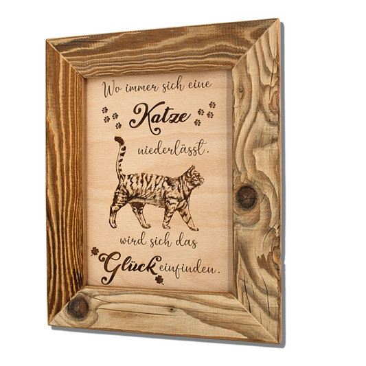 Altholz Wandbild Wo immer sich eine Katze
