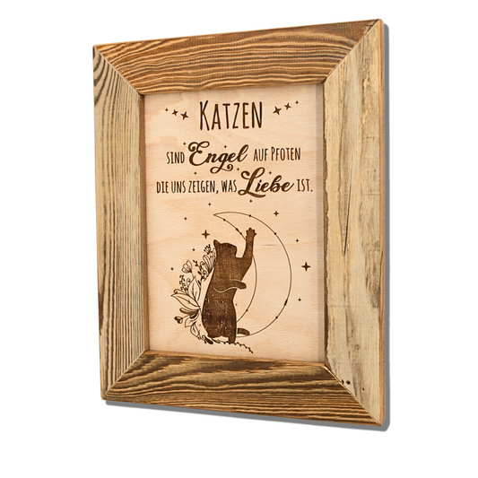 Altholz Wandbild Katzen sind Engel