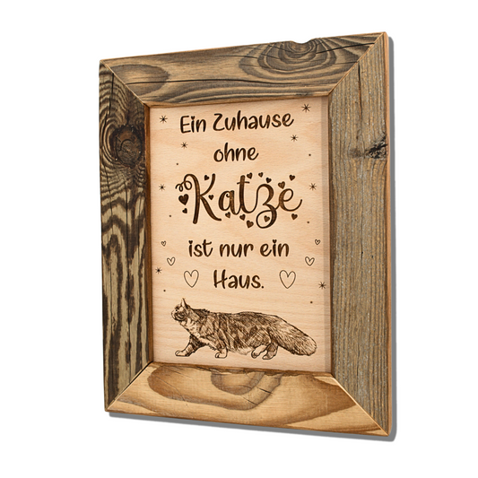 Altholz Wandbild Ein Zuhause ohne Katze