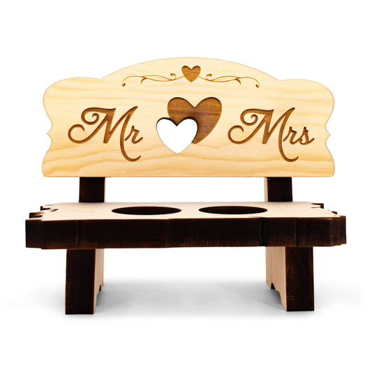 2er Zirben Schnapsbank Mr & Mrs