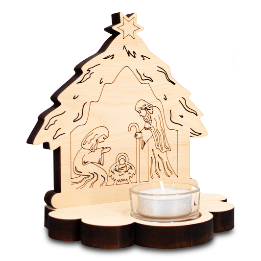 Krippe Teelichthalter aus Zirbenholz