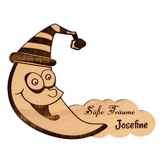 Buchenholz Mond mit Wunsch Namen