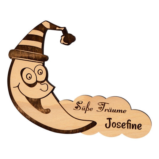 Buchenholz Mond mit Wunsch Namen
