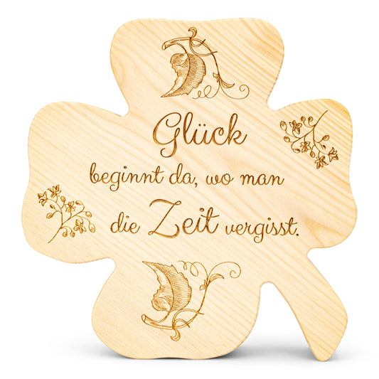 Zirbenkleeblatt Glück beginnt da...