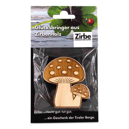 Glücksbringer aus Zirbe Glückspilz