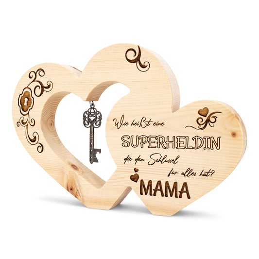 Zirbenherz mit Schlüssel Mama