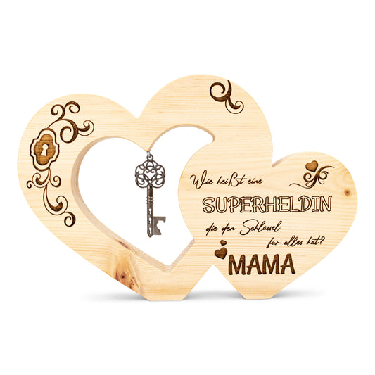 Zirbenherz mit Schlüssel Mama