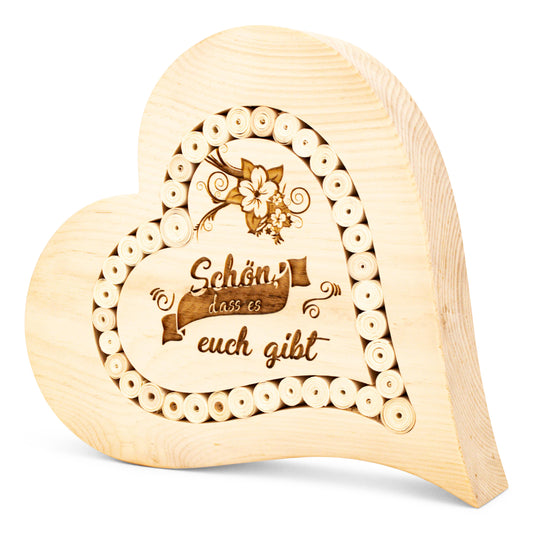 Zirbenherz Schön, dass es euch gibt mit Zirbenrollen 20cm