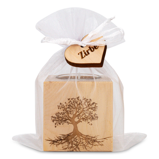Teelichthalter aus Zirbenholz 7x7cm Baum