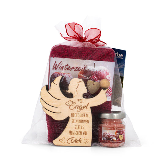 Geschenkset Winterzeit rot mit Zirbenengel