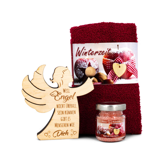 Geschenkset Winterzeit rot mit Zirbenengel