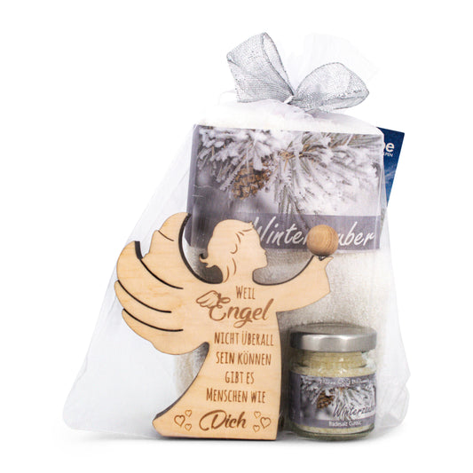 Geschenkset Winterzauber silber mit Zirbenengel