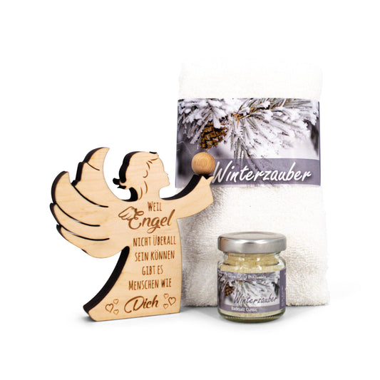 Geschenkset Winterzauber silber mit Zirbenengel