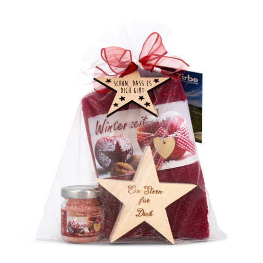 Geschenkset Winterzeit rot mit Zirbenstern