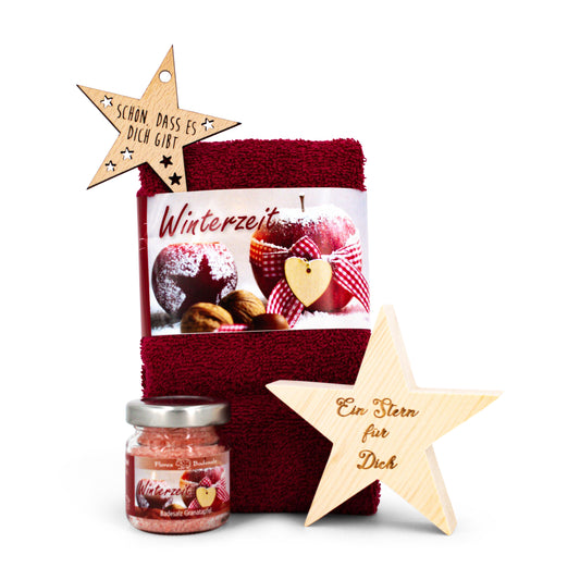 Geschenkset Winterzeit rot mit Zirbenstern
