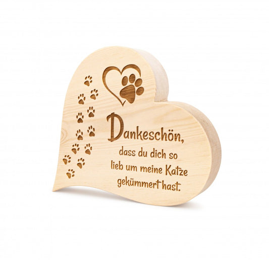 Zirbenherz Danke Katze 20cm