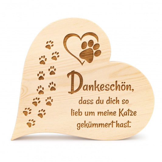 Zirbenherz Danke Katze 20cm