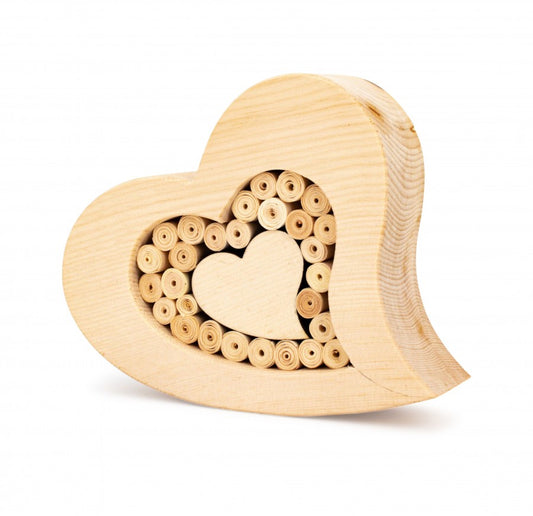 Zirbenherz mit leeren Herz mit Zirbenrollen 14cm