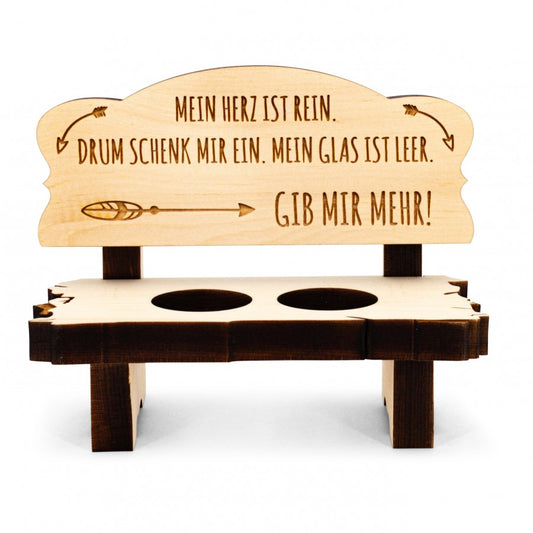 2er Zirben Schnapsbank Mein Herz ist rein