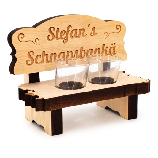 2er Zirben Schnapsbank mit Namensgravur