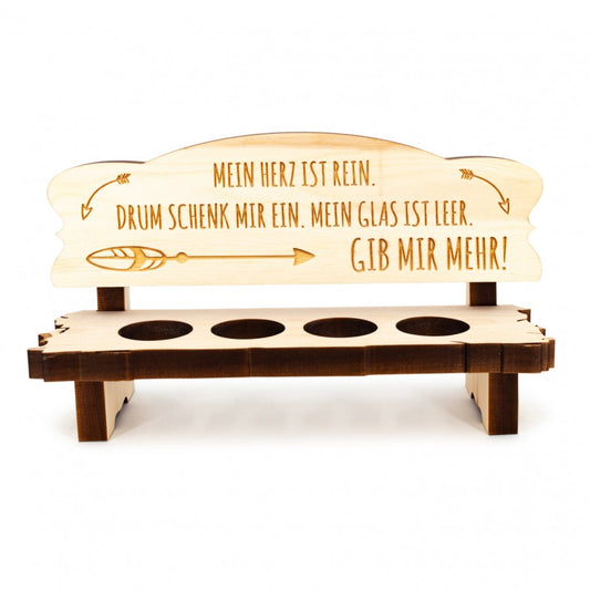 4er Zirben Schnapsbank Mein Herz ist rein