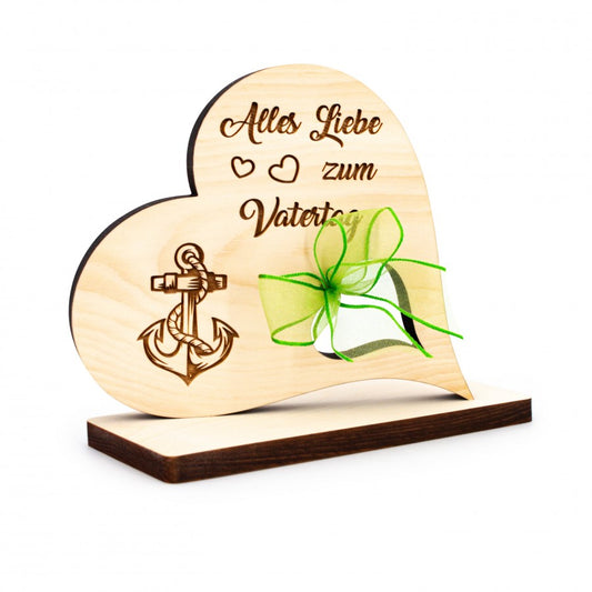 Zirbenherz mit Schleife Zum Vatertag