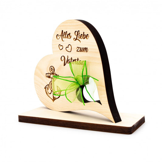 Zirbenherz mit Schleife Zum Vatertag