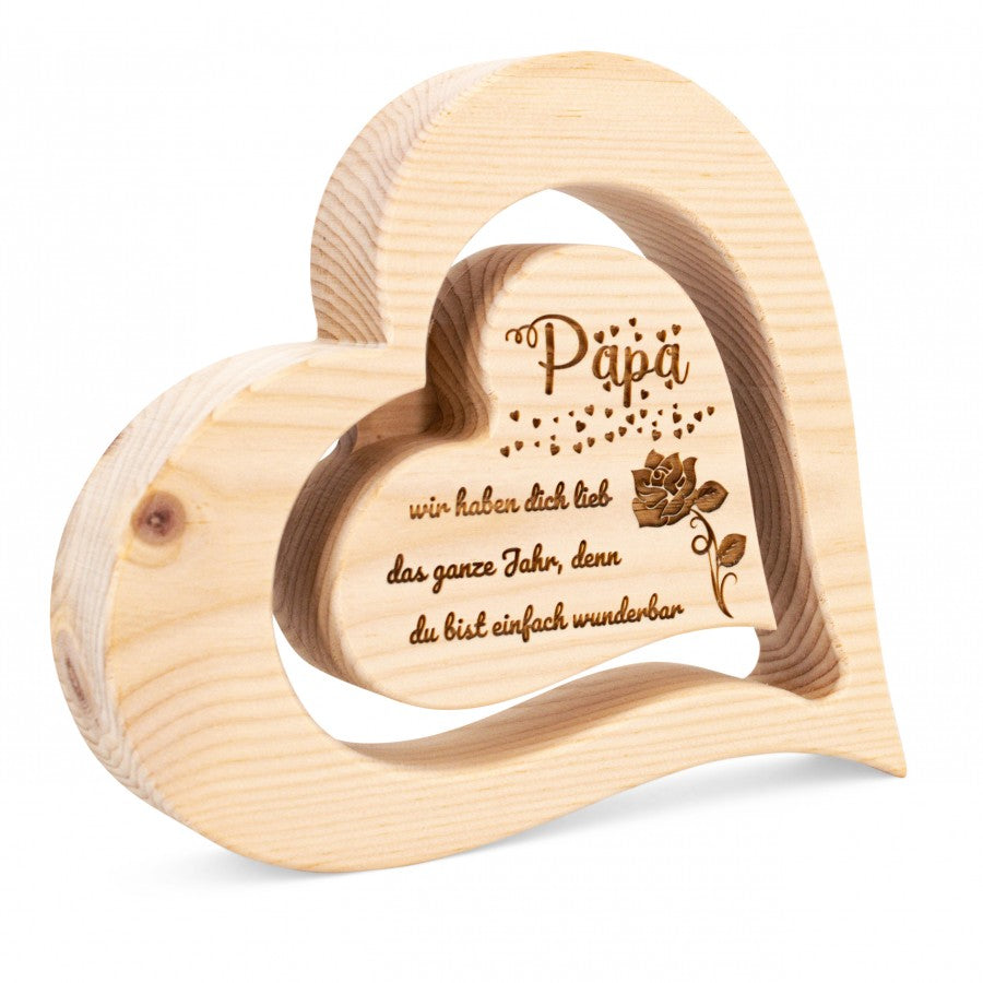 Zirbenherz 20cm Papa wir haben dich lieb sagl.tirol