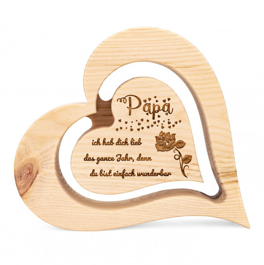 Zirbenherz 20cm Papa ich hab dich lieb