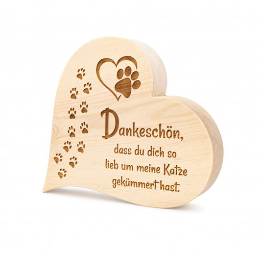 Zirbenherz Danke Katze 25cm