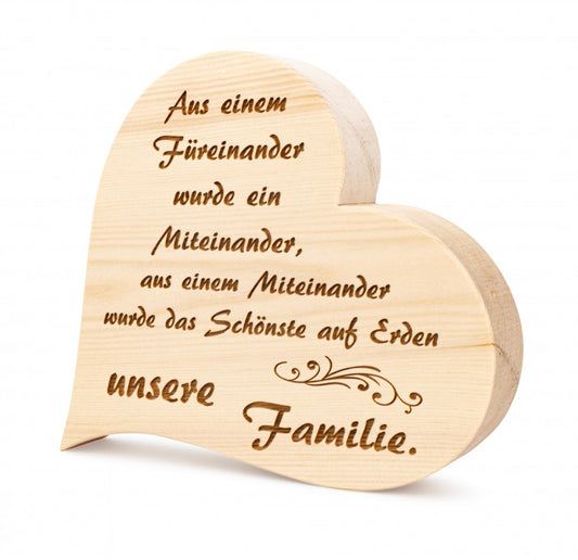 Zirbenherz Unsere Familie 30cm