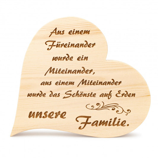 Zirbenherz Unsere Familie 30cm