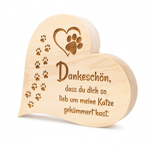 Zirbenherz Dankeschön Katze 30cm