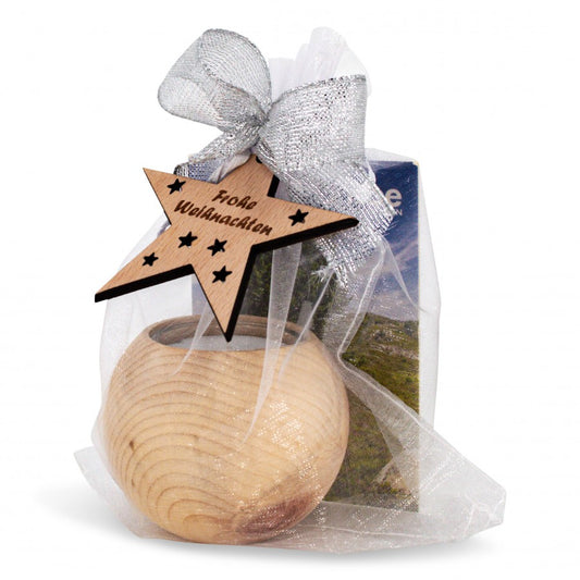 Teelichthalter aus Zirbenholz rund Frohe