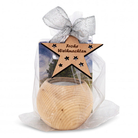 Teelichthalter aus Zirbenholz rund Frohe