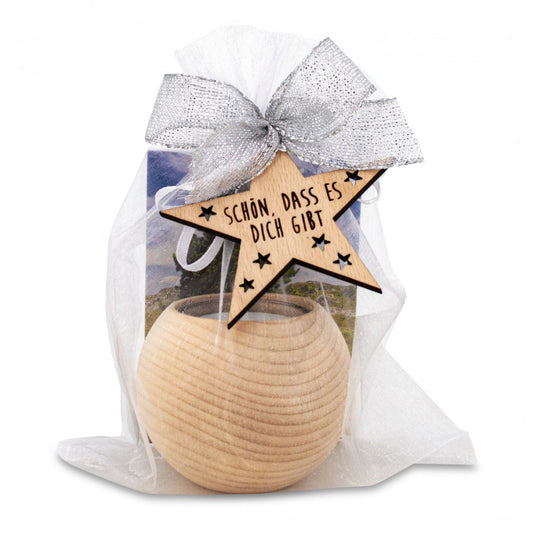 Teelichthalter aus Zirbenholz rund Schön