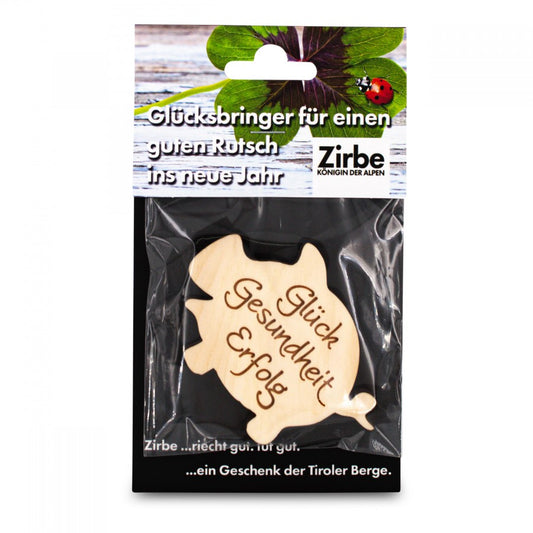 Glücksbringer aus Zirbe Schwein Glück