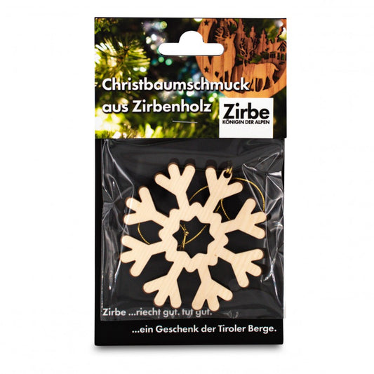 Christbaumschmuck aus Zirbe Schneeflocke